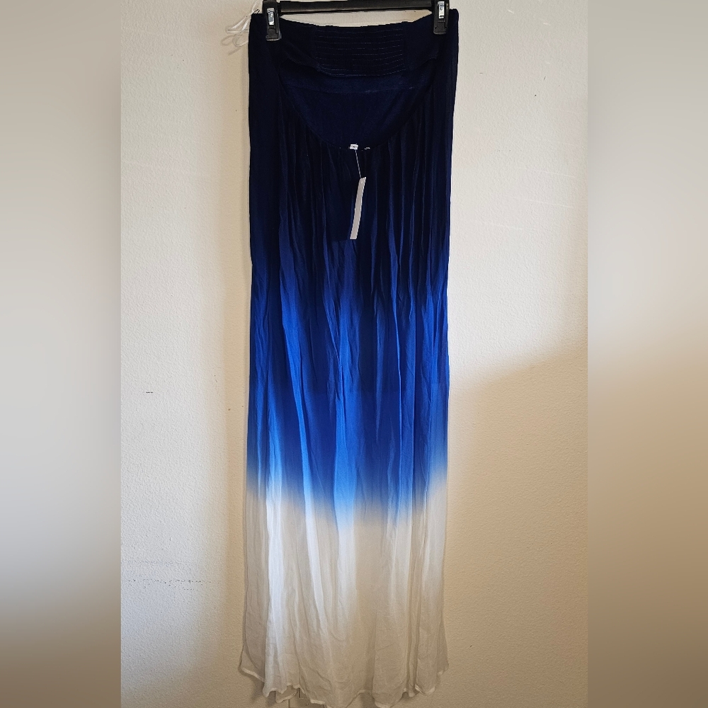 Young Fabulous & Broke Blue Ombre White Tie-Dye Strapless Dress-S-New